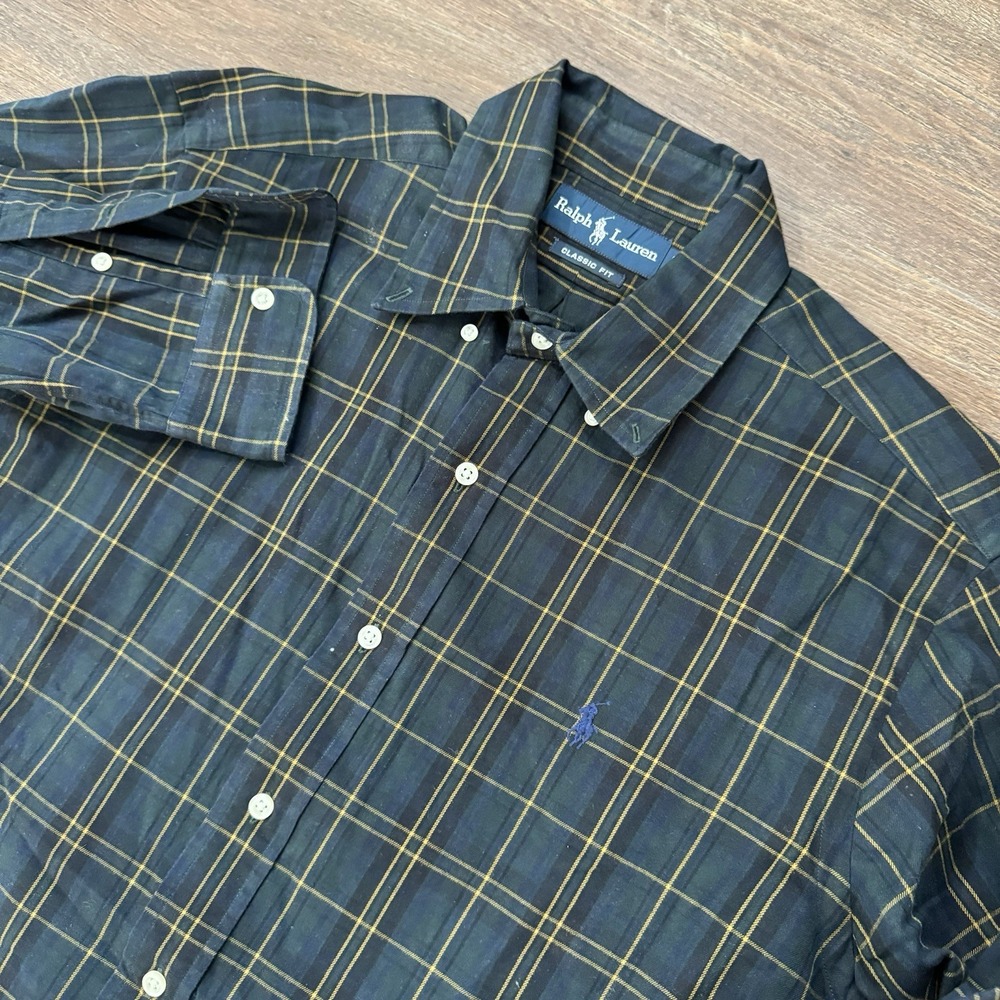 Ralph Lauren Blackwatch Tartan‎ Button Down Shirt Classic Fit Sz L Preppy READ